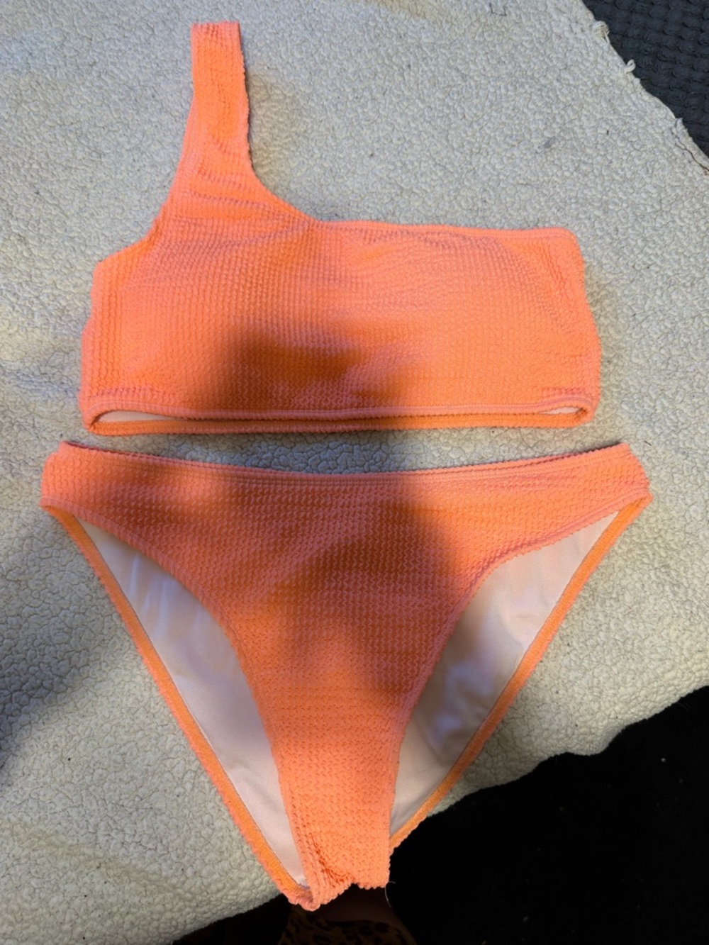 SHEIN One-Shoulder Two-Piece Bikini - Peach Orange